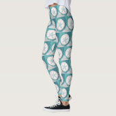 Blauwgroen zeesterren en Zanddollarstrand Leggings (Links)