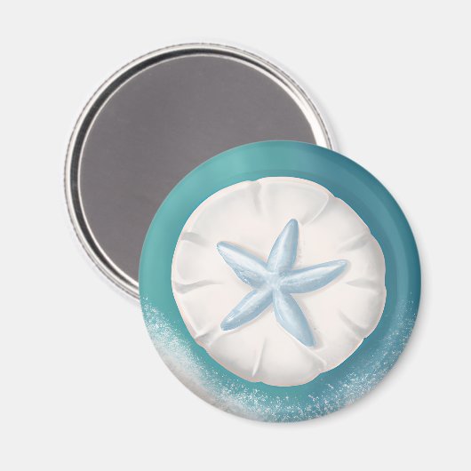 Blauwgroen zeesterren en Zanddollarstrand Magneet (Voorkant / Achterkant)