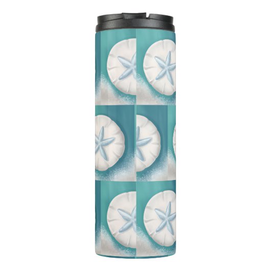 Blauwgroen zeesterren en Zanddollarstrand Thermosbeker (Achterkant)