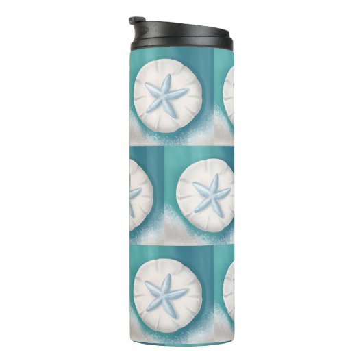 Blauwgroen zeesterren en Zanddollarstrand Thermosbeker (Geroteerd rechts)