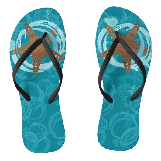 Blauwgroen zeesterren Teenslippers (Voetbed)
