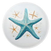 Blauwgroen zeesterren Waterverf Keramische Knop (Voorkant)