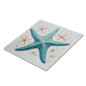 Blauwgroen zeesterren Waterverf Tegeltje (Zijkant)