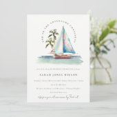 Blauwgroen Zeilboot met roodbaars, zeebaars, elke  Kaart (Staand voorkant)