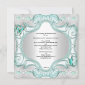 Blauwgroen zestien witte vlinders van 16 partijen kaart (Achterkant)