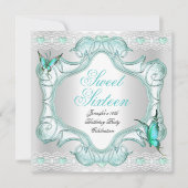 Blauwgroen zestien witte vlinders van 16 partijen kaart (Voorkant)