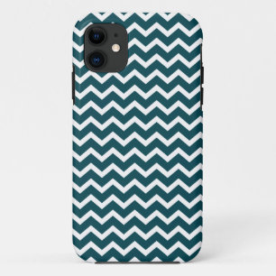 Blauwgroen Zig Zag Chevrons Pattern iPhone 11 Hoesje