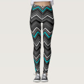 Blauwgroen Zig Zag met lint...TN Leggings (Voorkant)