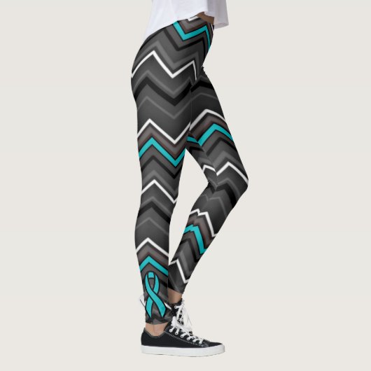 Blauwgroen Zig Zag met lint...TN Leggings (Rechts)