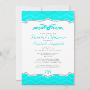 Blauwgroen Zigzag Bridal Shower-uitvindingen Kaart