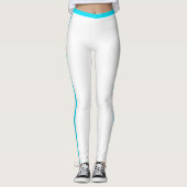Blauwgroen zijstreep witte Leggings - uw kleuren (Voorkant)
