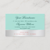 Blauwgroen zilver decor Cute Roos Flower Elegant F Visitekaartje (Achterkant)