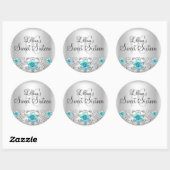 Blauwgroen zilver Floral Swirl Sweet 16 Sticker (Vel)