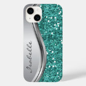 Blauwgroen zilver met reserveglam, speciaal metaal Case-Mate iPhone case (Achterkant)