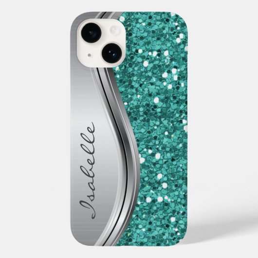 Blauwgroen zilver met reserveglam, speciaal metaal Case-Mate iPhone case (Achterkant)