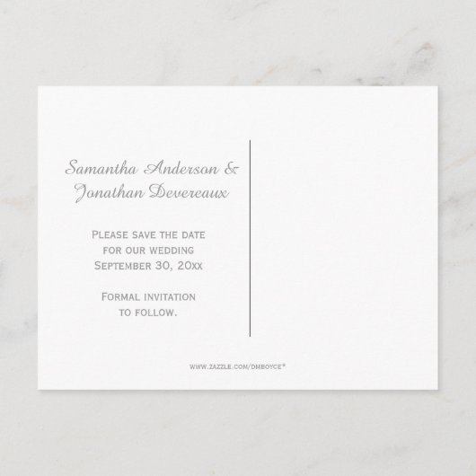 Blauwgroen Zilver Wervelingen Save the Date Aankondigingskaart (Achterkant)