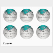  Blauwgroen Zilver Zwart Bruiloft Favor Sticke Ronde Sticker (Vel)