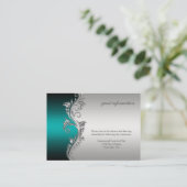  Blauwgroen Zilver Zwart Receptie Kaart (Staand voorkant)