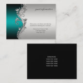  Blauwgroen Zilver Zwart Receptie Kaart (Voorkant / Achterkant)