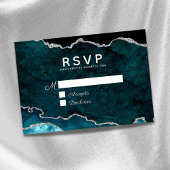 Blauwgroen zilveragaatweddenschap RSVP kaartje