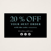 Blauwgroen zilveragate dank je korting visitekaartje (Achterkant)