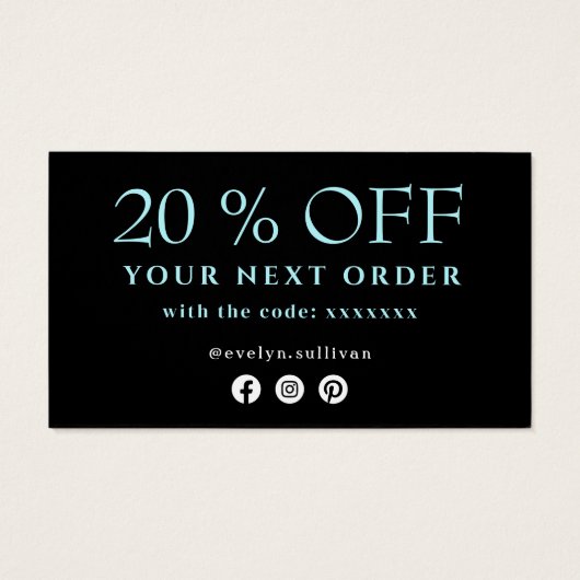 Blauwgroen zilveragate dank je korting visitekaartje (Achterkant)