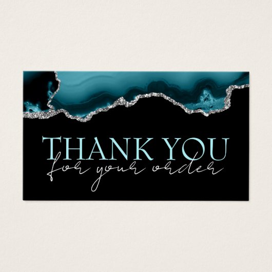 Blauwgroen zilveragate dank je korting visitekaartje (Voorkant)