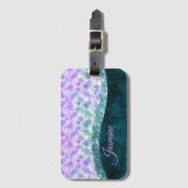 Blauwgroen zilverappelmolen bagagelabel (Voorkant (verticaal))