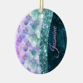 Blauwgroen zilverappelmolen keramisch ornament (Rechts)