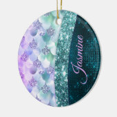 Blauwgroen zilverappelmolen keramisch ornament (Links)