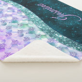 Blauwgroen zilverappelmolen sherpa deken (3/4)