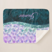 Blauwgroen zilverappelmolen sherpa deken (Voorkant (horizontaal))