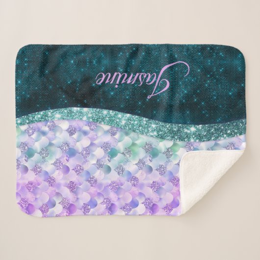 Blauwgroen zilverappelmolen sherpa deken (Voorkant (horizontaal))