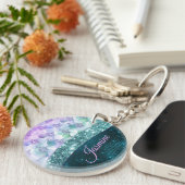 Blauwgroen zilverappelmolen sleutelhanger (Voorkant Rechts)