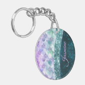 Blauwgroen zilverappelmolen sleutelhanger (Voorkant Links)