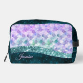 Blauwgroen zilverappelmolen toilettasje (Achterkant)