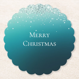 Blauwgroen zilveren Confetti Kartonnen Onderzetters