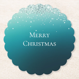 Blauwgroen zilveren Confetti Kartonnen Onderzetters