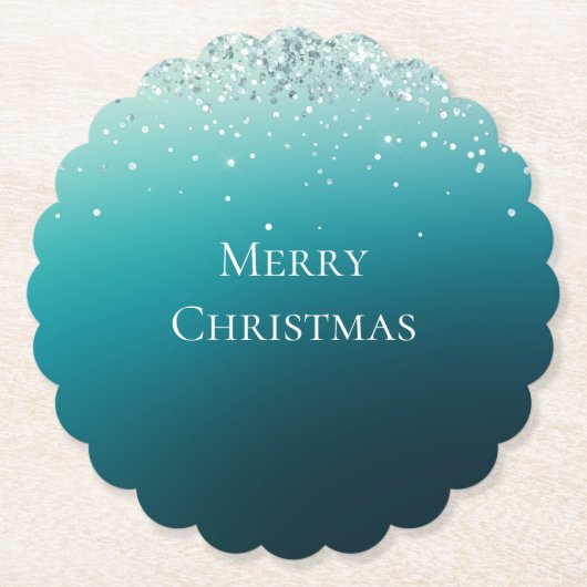 Blauwgroen zilveren Confetti Kartonnen Onderzetters (Voorkant)