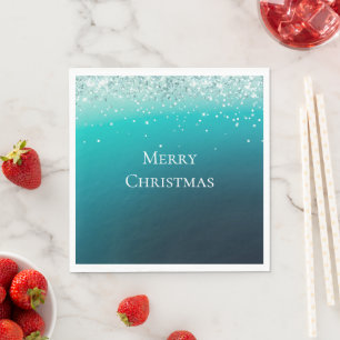 Blauwgroen zilveren Confetti Servet