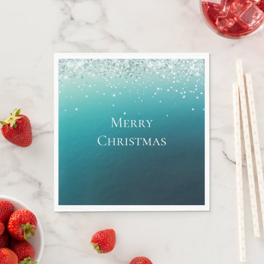 Blauwgroen zilveren Confetti Servet (Insitu)