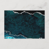 Blauwgroen Zilveren Glitter Agate Wedding Accommod Informatiekaartje (Achterkant)