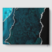 Blauwgroen zilveren glitter Agate Wedding Gastenboek (Achterkant)