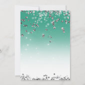 Blauwgroen & Zilveren Glitter Glam Jurk Pre Prom P Kaart (Achterkant)