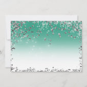 Blauwgroen & Zilveren Glitter Glamour Jurk Sweet 1 Kaart (Achterkant)