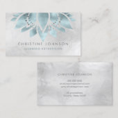 blauwgroen zilveren lotus visitekaartje (Voorkant / Achterkant)