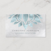 blauwgroen zilveren lotus visitekaartje (Voorkant)