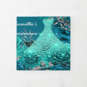 Blauwgroen zilveren roos vrouwen PHOTO bloederige  Drieluik Uitnodiging (Cover)