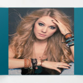 Blauwgroen zilveren roos vrouwen PHOTO bloederige Drieluik Uitnodiging (Binnenkant midden)