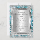 Blauwgroen zilveren sparkle Jewel Snowflake Quince Kaart (Achterkant)